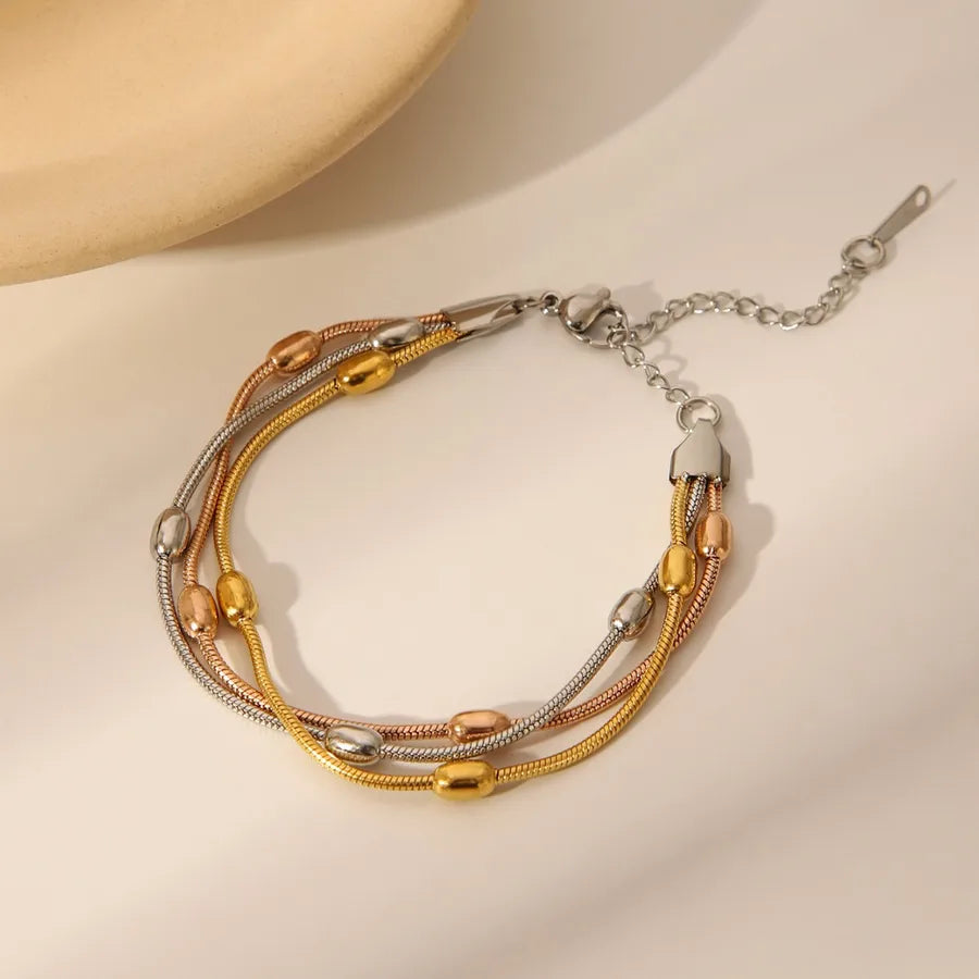 Gold Heart Double Ring Bracelet for Women W1336B 18k