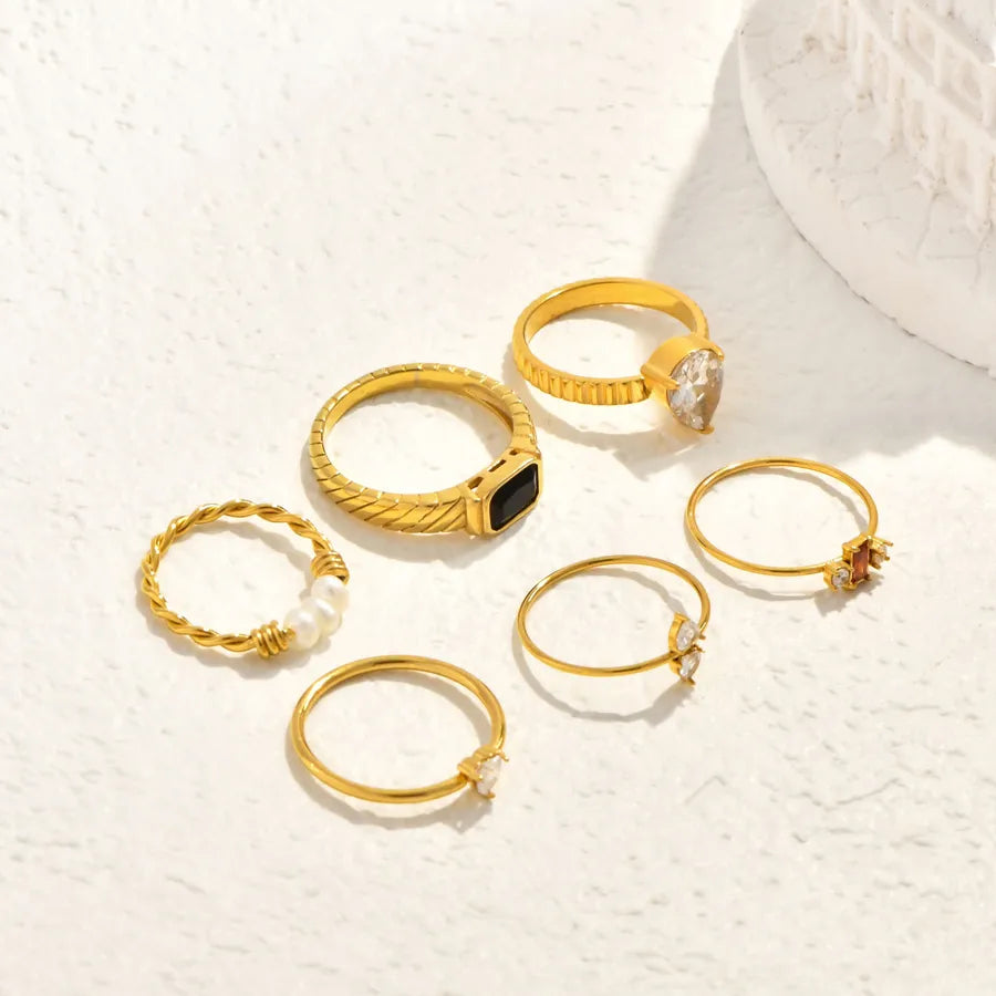 Gold Plated Pearl & Zircon Heart Ring