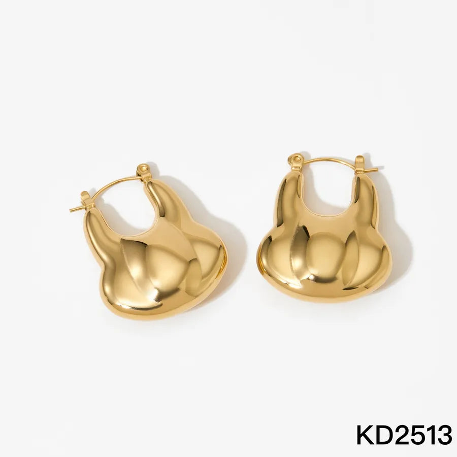 Elegant Geometric Stainless Steel Earrings Gold KD2513