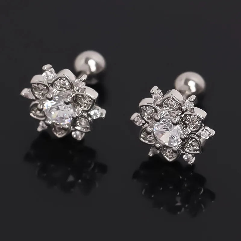 Boho Floral Gold Stainless Steel Stud Earrings