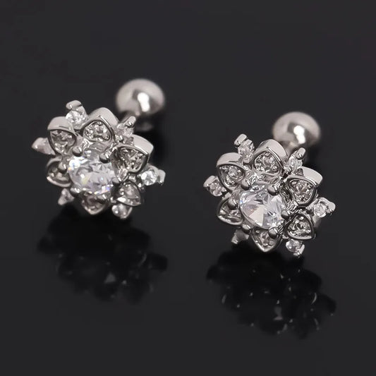 Boho Floral Gold Stainless Steel Stud Earrings