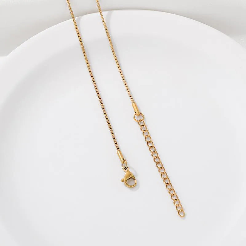 Unisex Titanium Steel Snake Chain Necklace Gold 1.2 Box Chain Necklace 1 Piece with Extension Chain