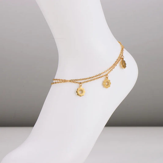 Gold Flower Anklet – 18K PVD Stainless Steel