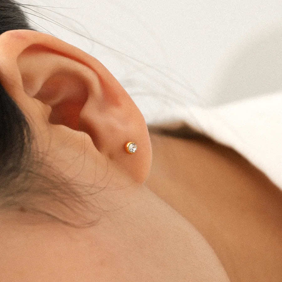 Gold Plated Titanium Steel Earrings Set – 3 Pairs