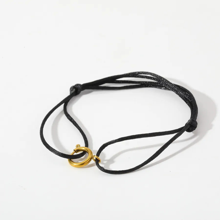 18K Gold Plated Stainless Steel Circle Bracelet 2-Length 17CM-Black Gold