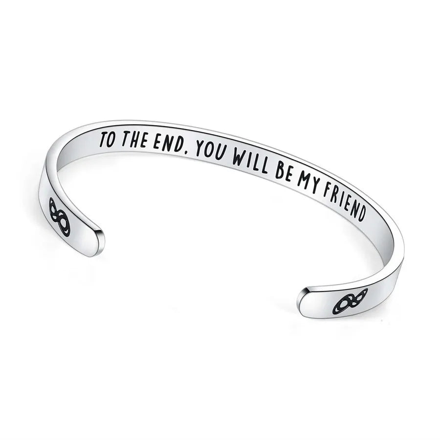 Retro Heart Stainless Steel Bangle 32-Friends Gifts- to the End You Will