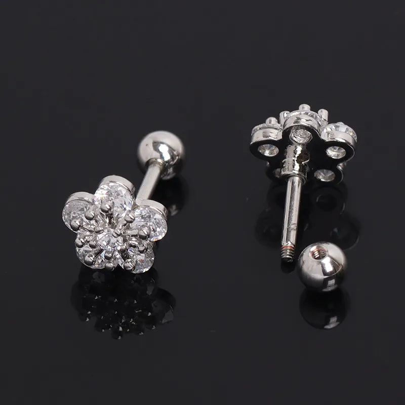 Gold Plated Stainless Steel Flower Stud Earrings