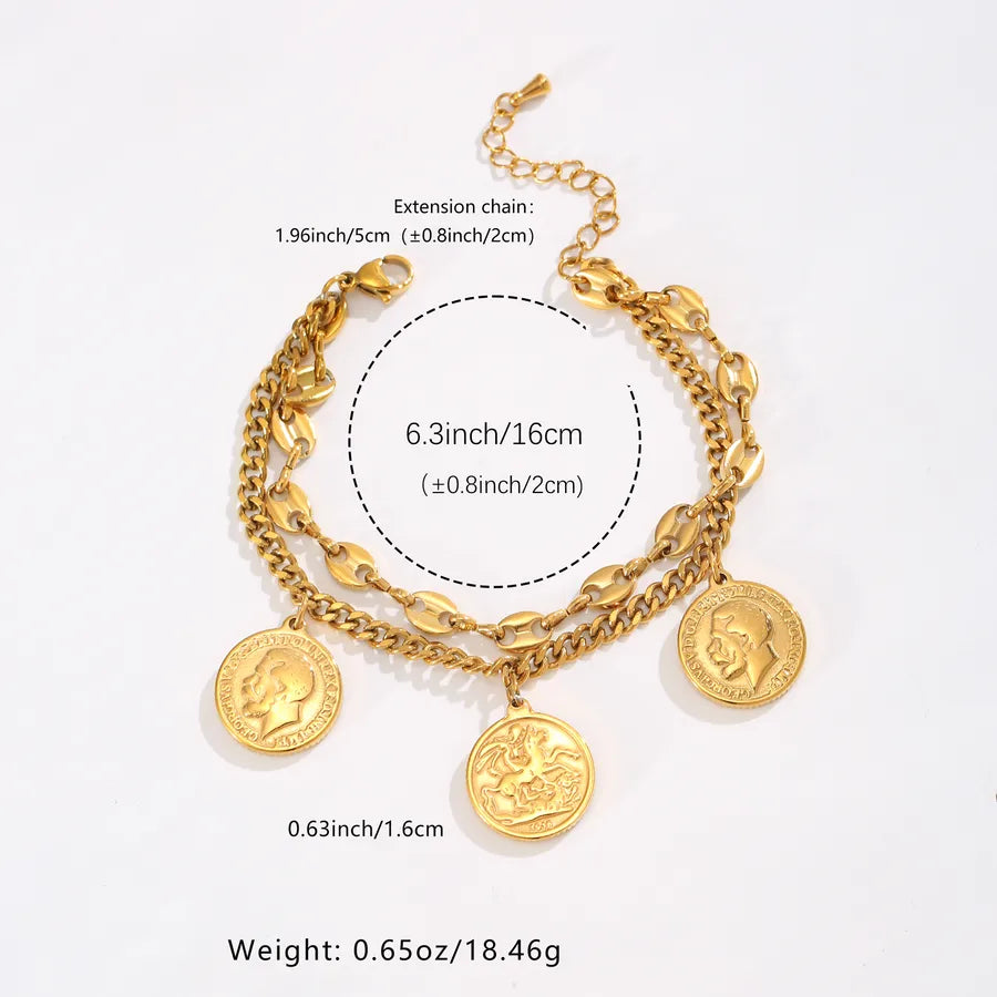 18K Gold Plated Coin & Horse Charm Bracelet