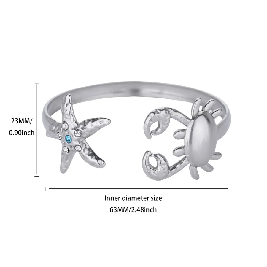 Blue Zircon Starfish Gold Plated Women's Bracelet B1859P