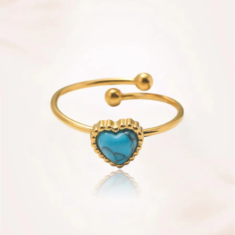 Women's Heart-Shaped Green Turquoise Ring