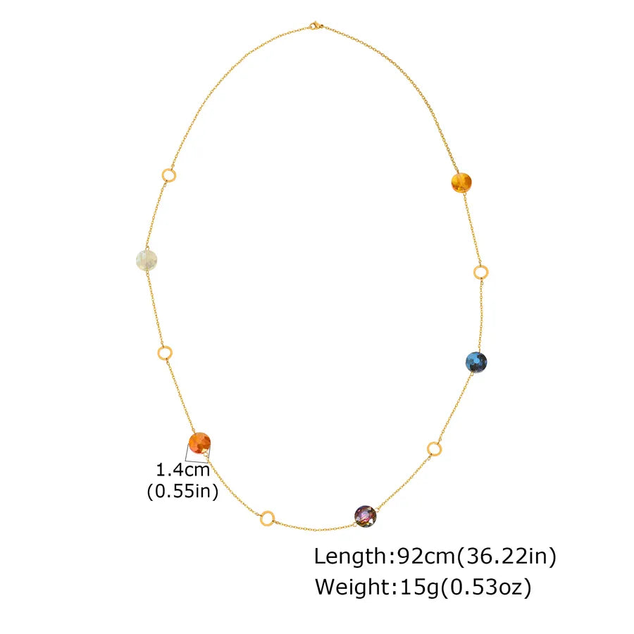 Geometric Stainless Steel Beaded Necklace Gold NC-2495G