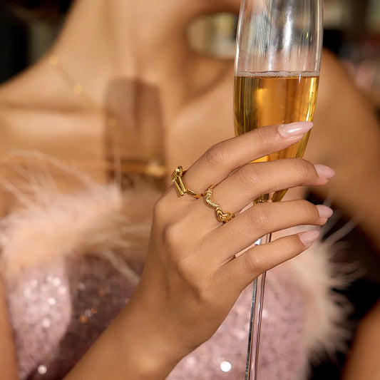 18K Gold Heart Stainless Steel Ring