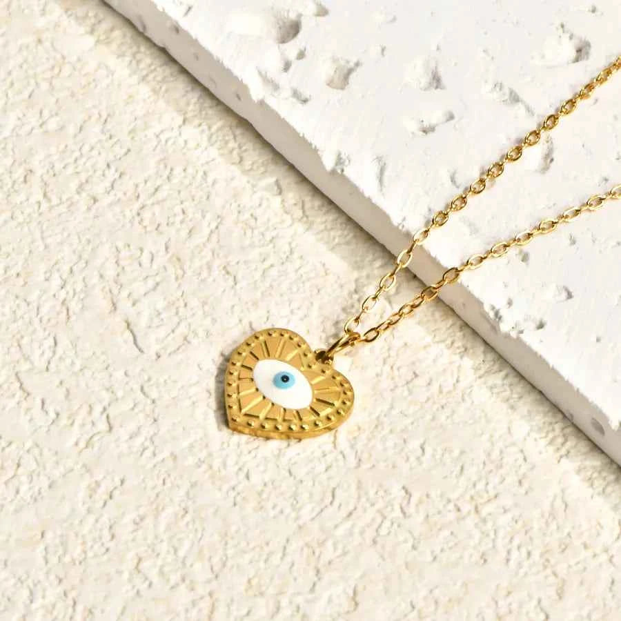 Gold Devil's Eye Pendant Necklace – Vintage Style
