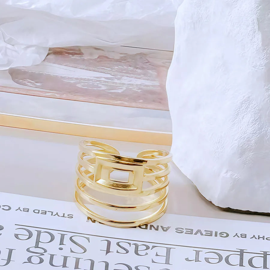 Gold Bamboo Titanium Steel Open Ring Adjustable Opening Golden Hydraulic J75