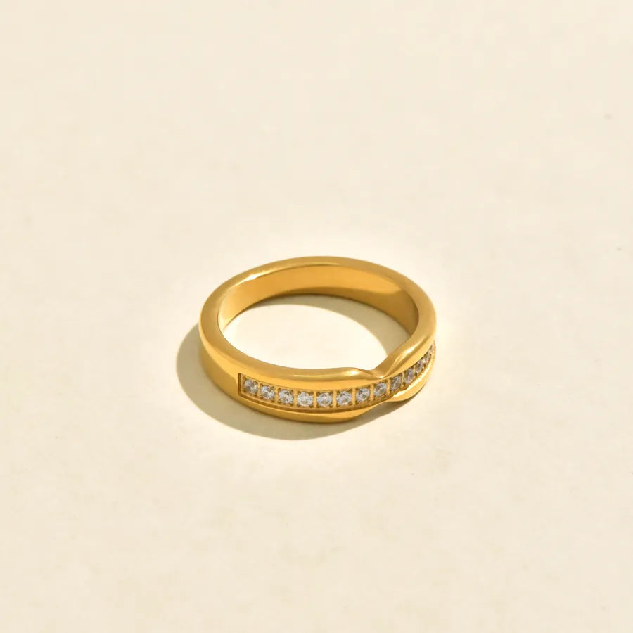 Gold Plated Zircon Letter Ring – Dual Tone 5772901