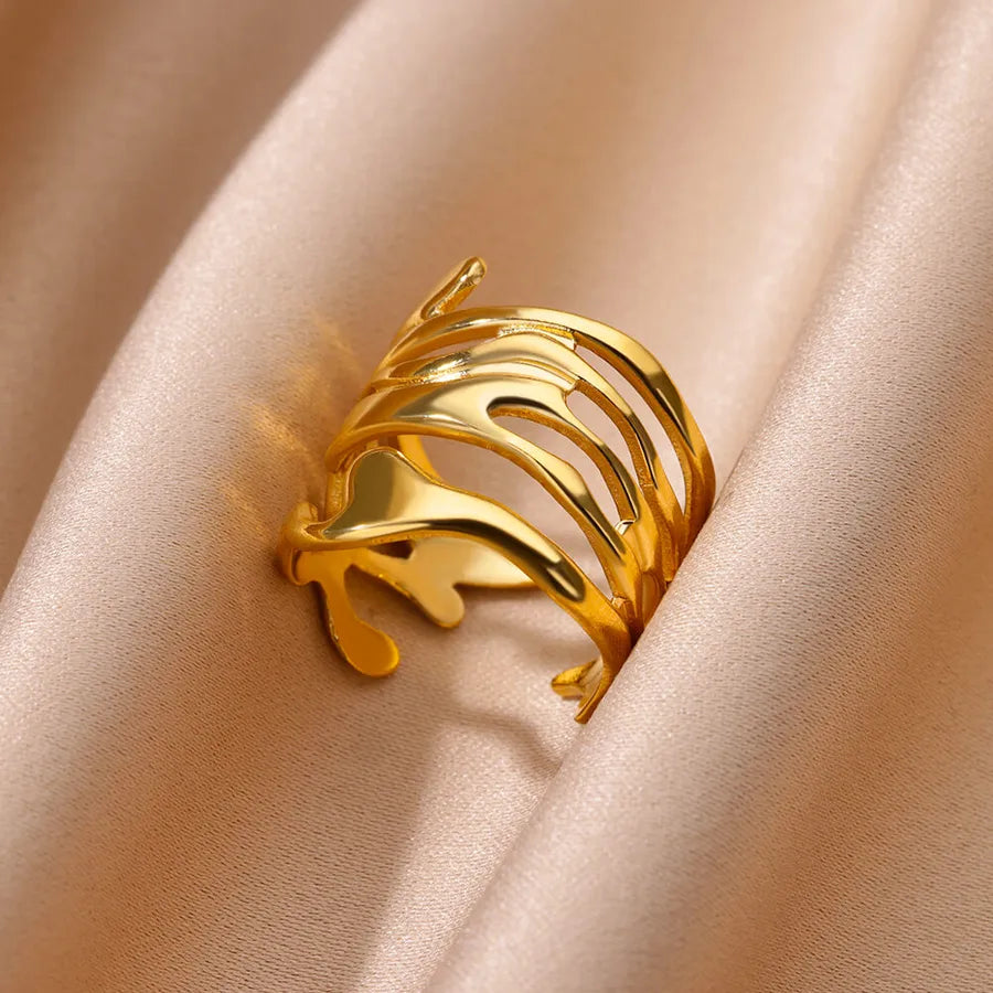 18K Gold Plated Stainless Steel Open Ring