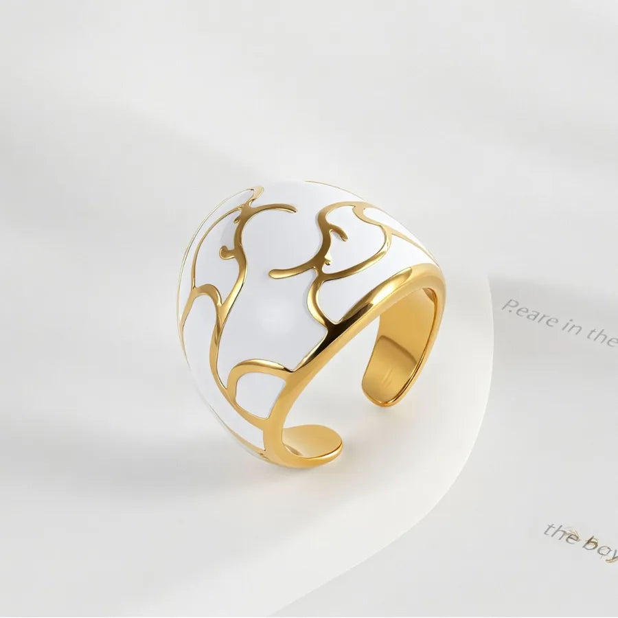 White Enamel Angel Egg Ring – Stainless Steel