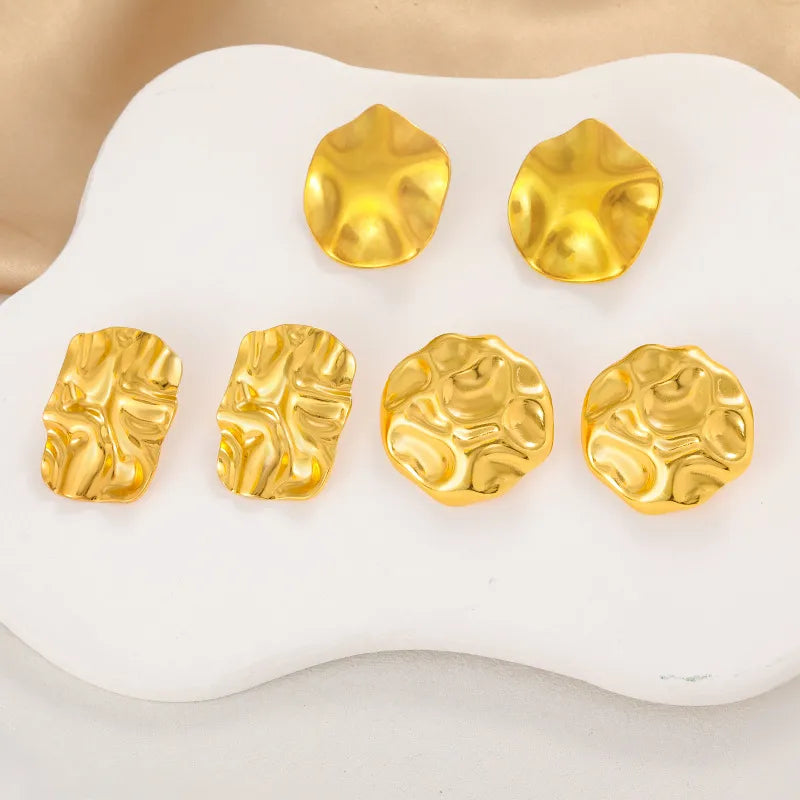 Gold U-Shaped Titanium Steel Earrings for Women