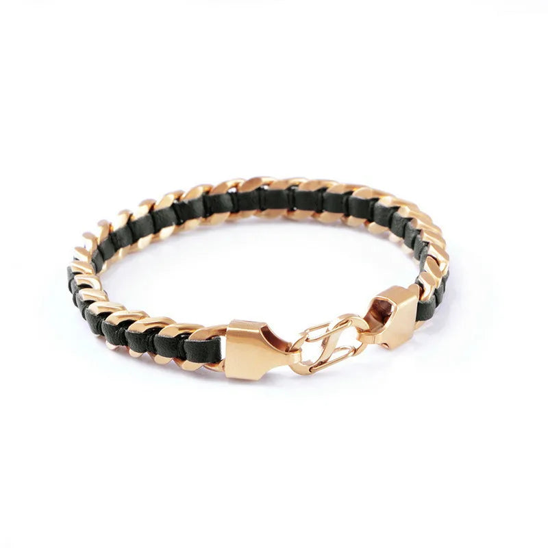 Men's Braided Leather & Stainless Steel Bracelet