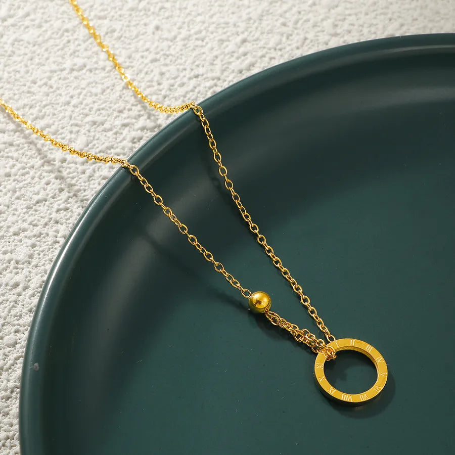 Minimalist Roman Numeral Ring Pendant Necklace