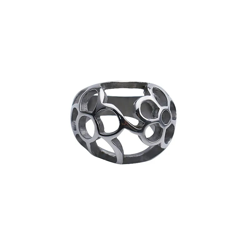 Stainless Steel Honeycomb Ring – Unisex Design
