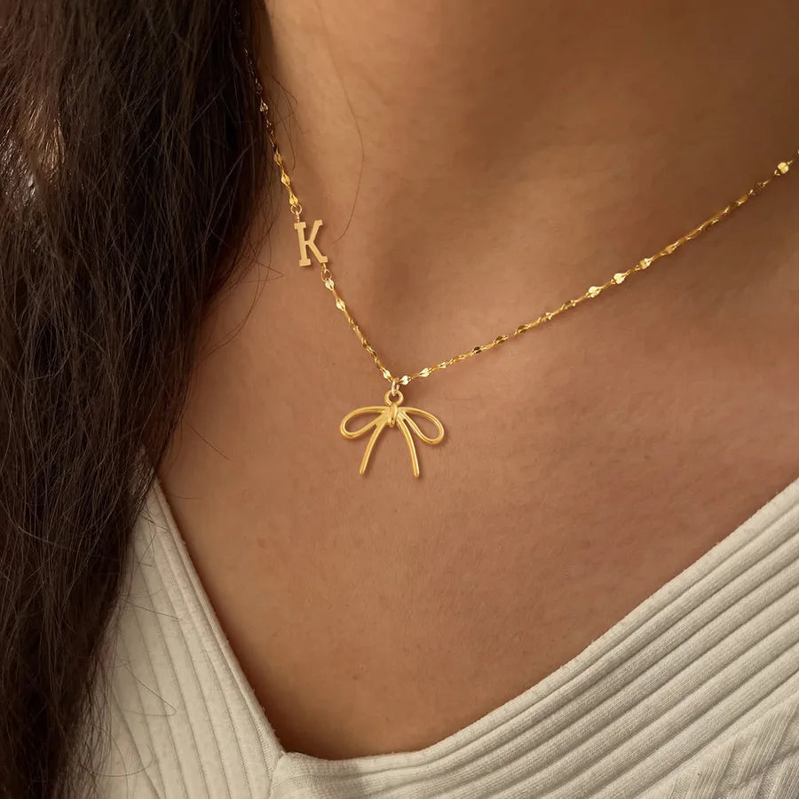 Gold Butterfly Knot Pendant Necklace