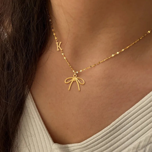 Gold Butterfly Knot Pendant Necklace