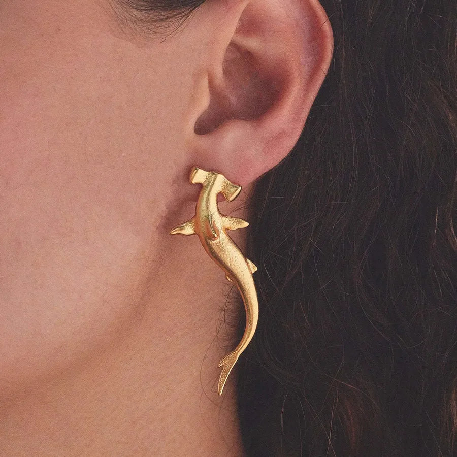 Gold Fish Stainless Steel 3D Stud Earrings