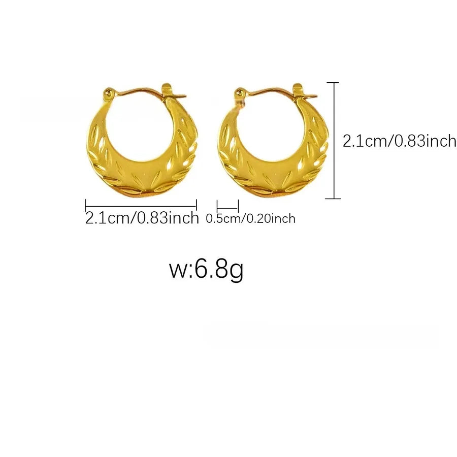 Elegant Gold Titanium Steel Hoop Earrings