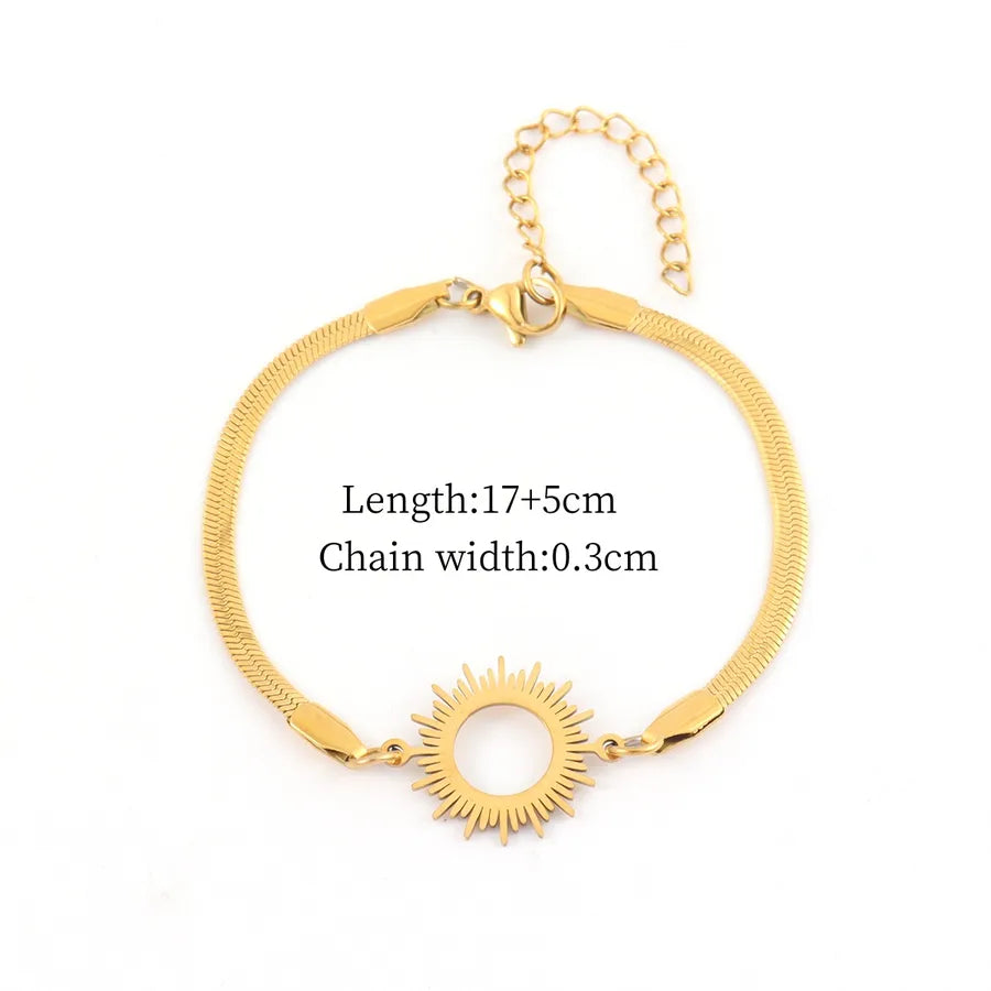 Gold Sun Stainless Steel Retro Bracelet Gold Average Size