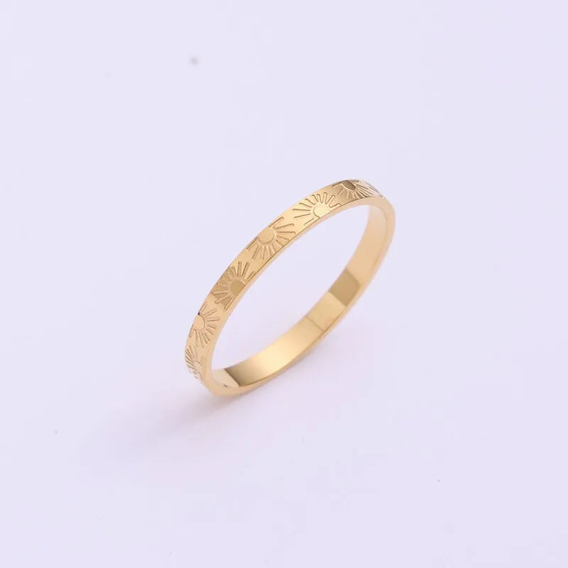 18K Gold Sunflower Titanium Steel Ring