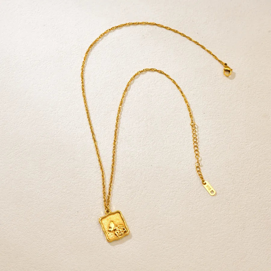 Rose Gold Butterfly Stainless Steel Choker Necklace