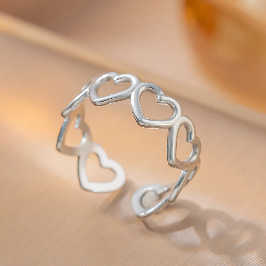 Geometric Titanium Steel Couple Ring K62 Steel Color Ring Open