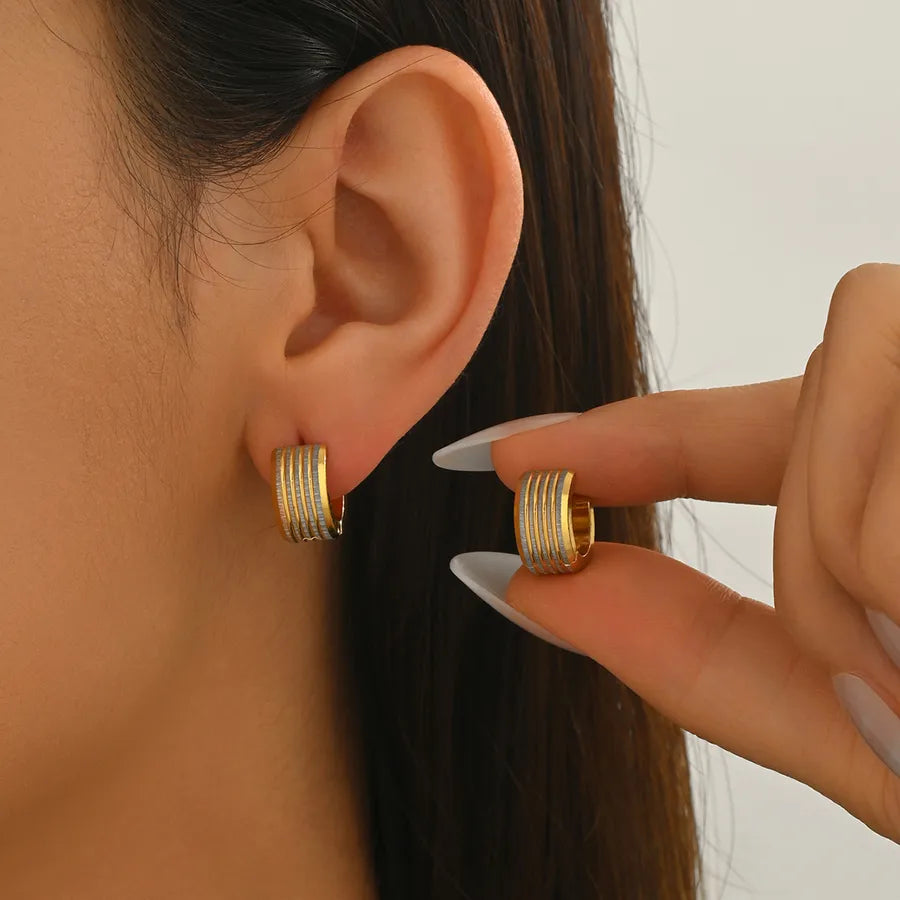 Unisex Gold-Plated Stainless Steel Hoop Earrings