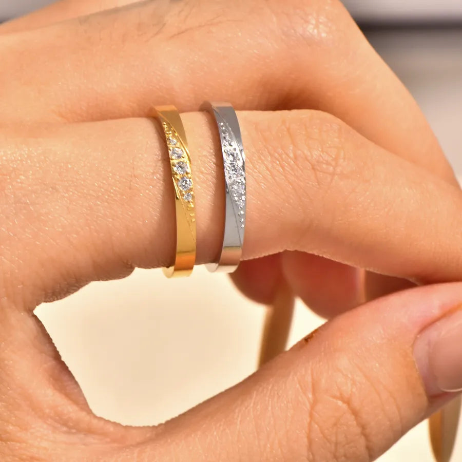 18K Gold Plated Titanium Steel Zircon Ring