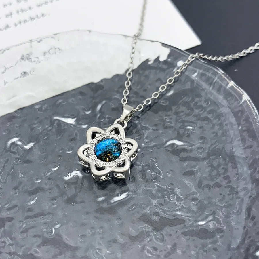 Blue Sky Star Pendant Necklace – Gold Plated XL3532 Flower Planet Necklace Silver