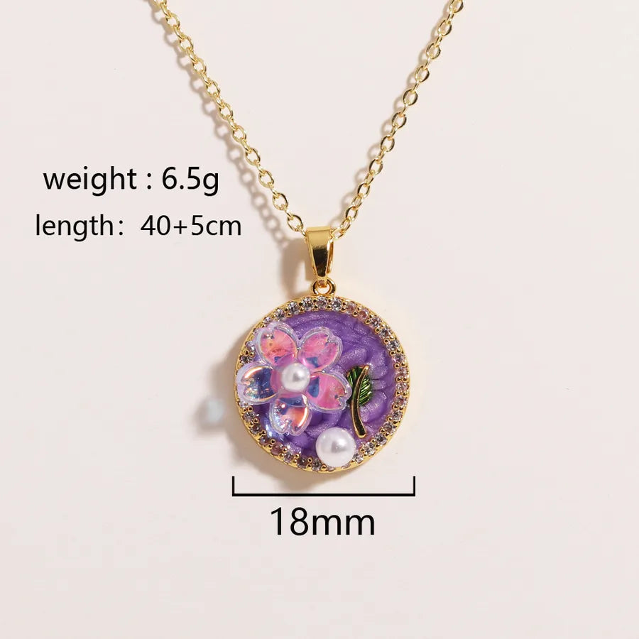 Floral Freshwater Pearl Pendant Necklace Style 2
