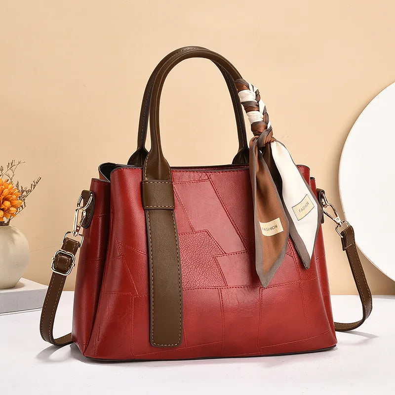 Square PU Leather Shoulder Bag for Women Red Length 30 Width 12 Height 21