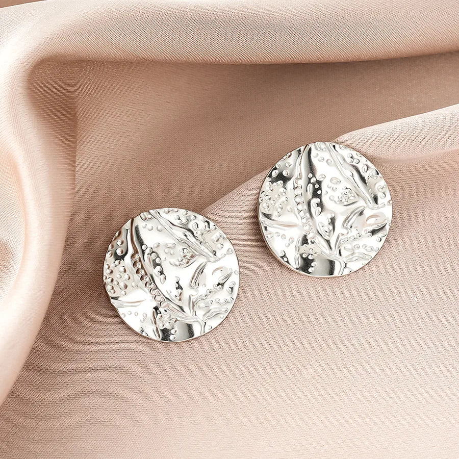 Irregular 18K Gold Plated Stainless Steel Earrings E1380-B (a Pair of Silver Ear Studs)