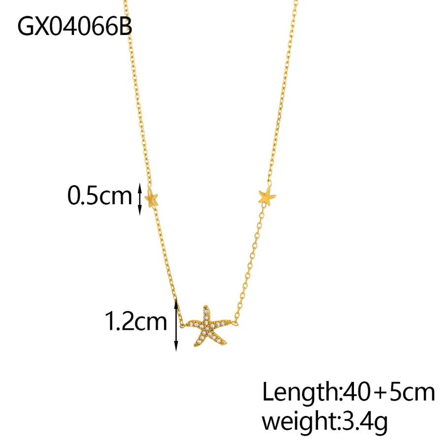 Elegant Gold Plated Titanium Steel Necklace GX04066B