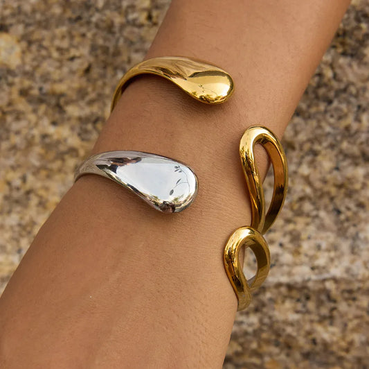 18K Gold PVD Geometric Stainless Steel Bangle