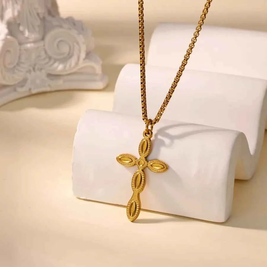 18K Gold Plated Cross Pendant Necklace for Women
