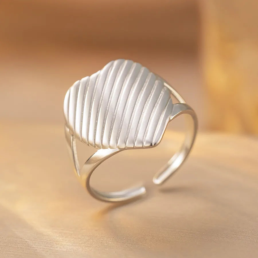 18K Gold Titanium Steel Geometric Open Ring K292 Steel Color Ring Open