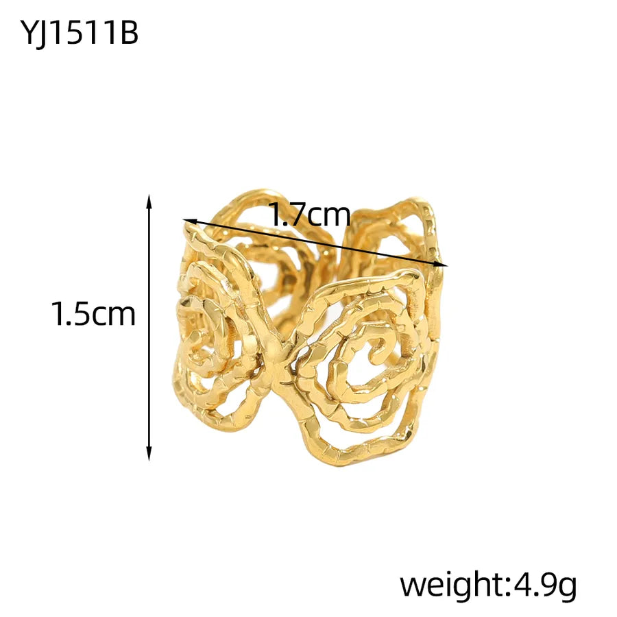 Geometric Titanium Steel Open Ring in 14K/18K Gold One Size YJ1511B 9*9*1