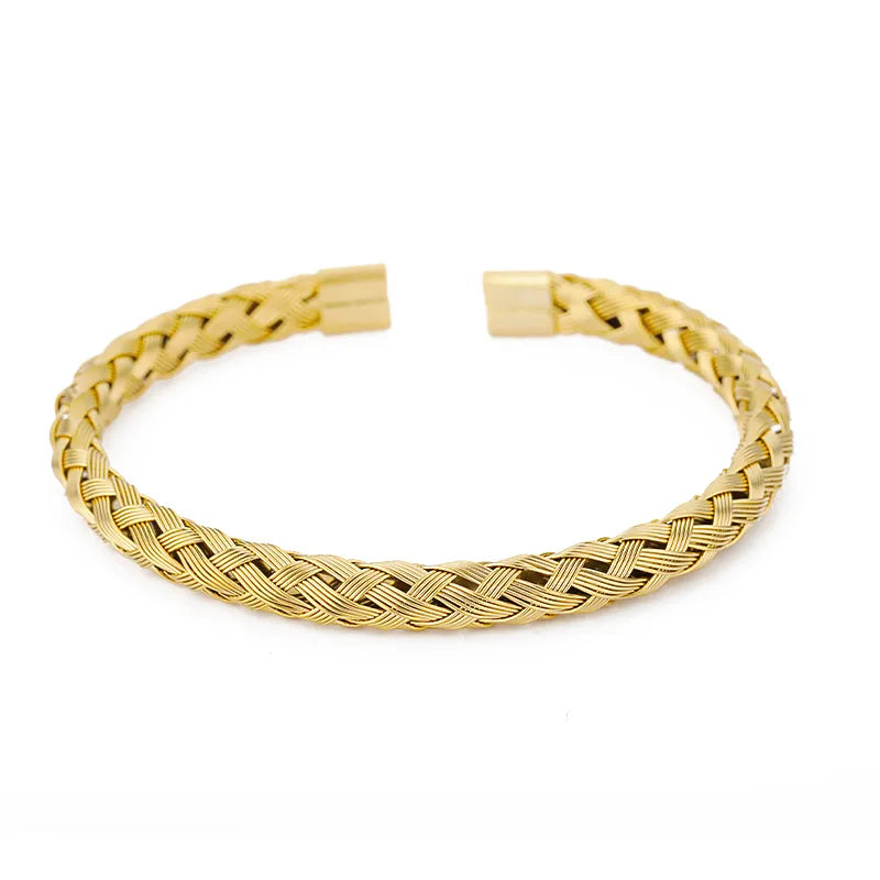 18K Gold Plated Stainless Steel Woven Bangle