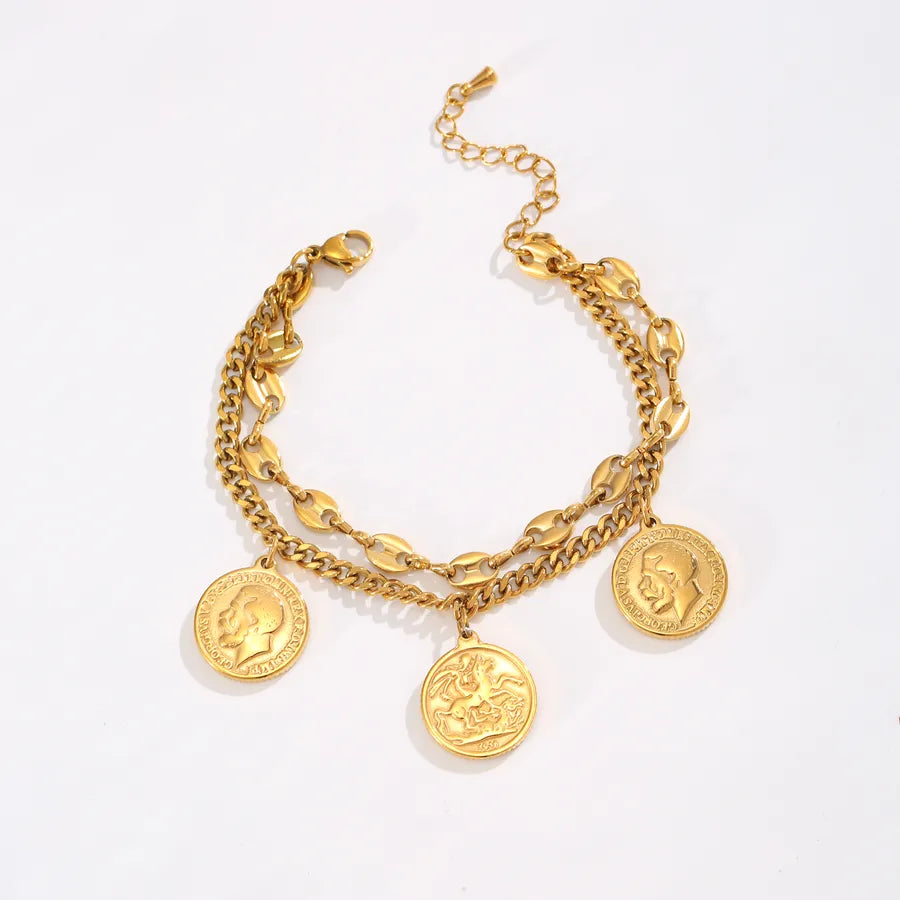 18K Gold Plated Coin & Horse Charm Bracelet