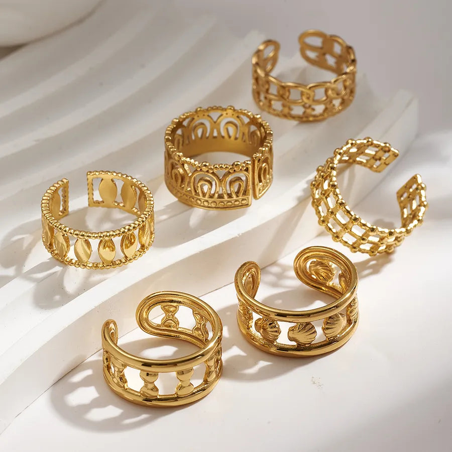 Gold Plated Stainless Steel Open Ring for Women