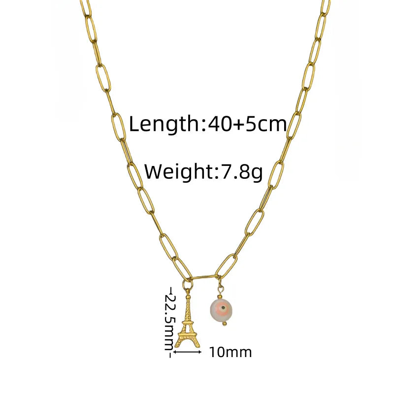 Handmade Stone Beaded Pendant Necklace Iron Pendant Necklace