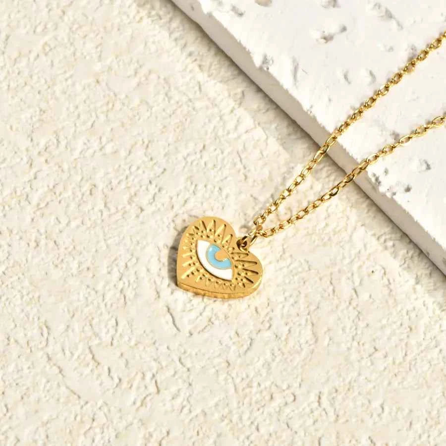 18K Gold Evil Eye Pendant Necklace