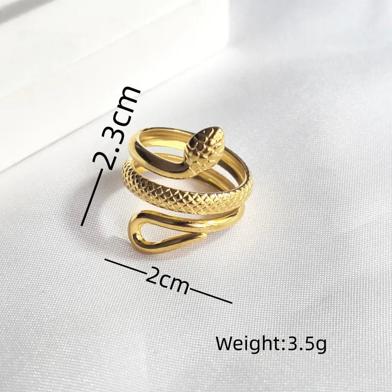 18K Gold Snake Open Ring – Stainless Steel